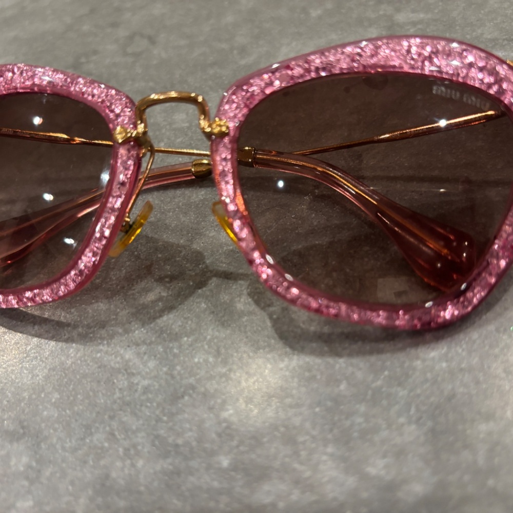 Miu Miu Glitter Sunglasses Pink Glitter - Picture 5 of 9